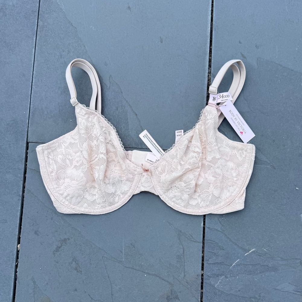 Victoria's Secret Bra Women 34DDD Champagne Body by Victoria Unlined Lace Lift